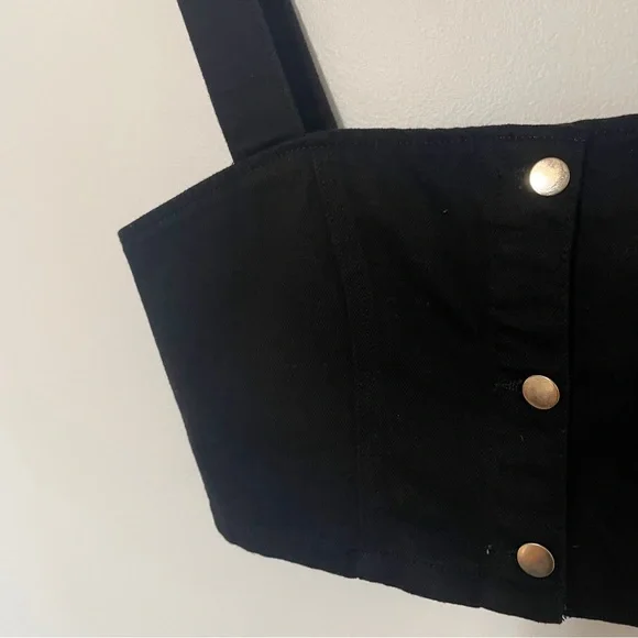 NWT Reformation • chrissy denim front crop top black sz 8 - Picture 7 of 9